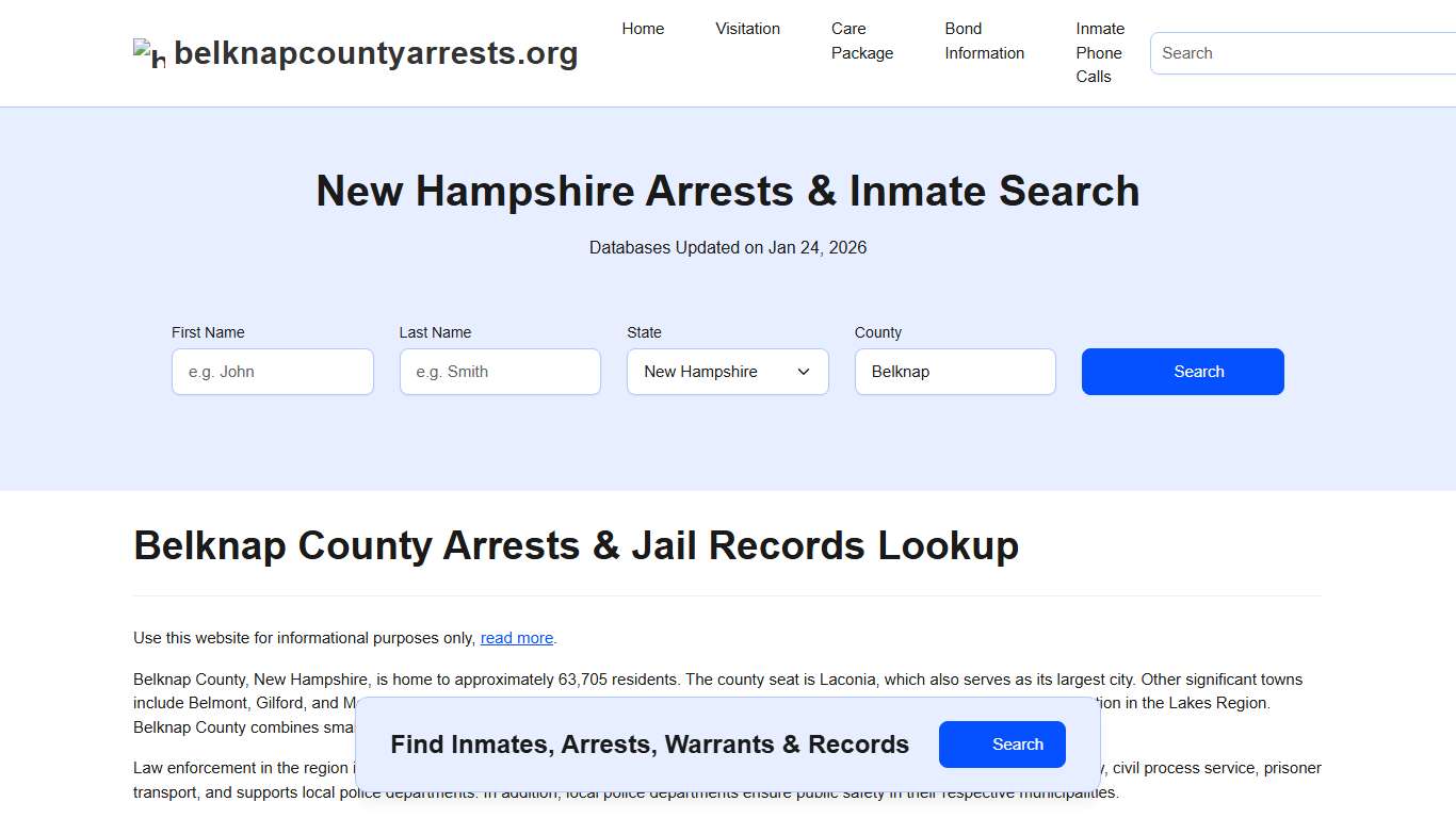 Belknap County, NH Arrests, Warrants, Police Records Search