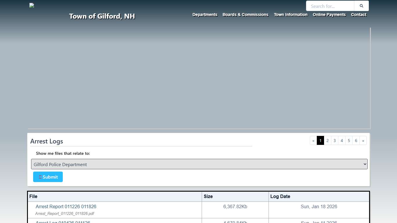 Arrest Logs - Town of Gilford, NH