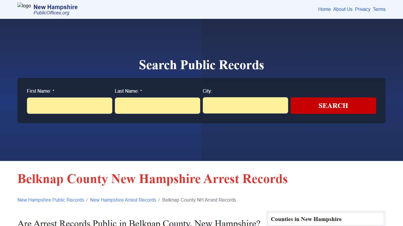 Belknap County, NH Arrest Records Search – PublicOffices.org
